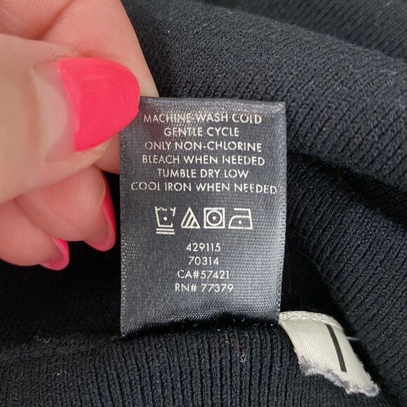 Ann Taylor Black Jersey Long Sleeves Ruffled Midi Dress - Picture 7 of 10